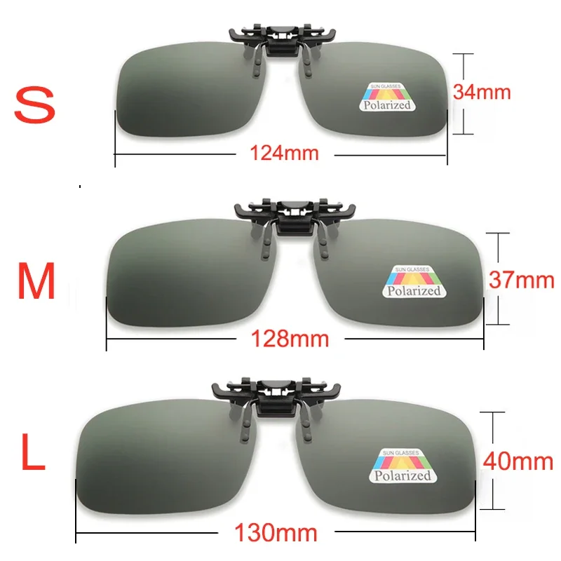 남녀공용 편광 선글라스 클립 온 플립 업, UV 380 운전, 낚시, 야간 투시경, 눈부심 방지 안경 클립, 회색 렌즈