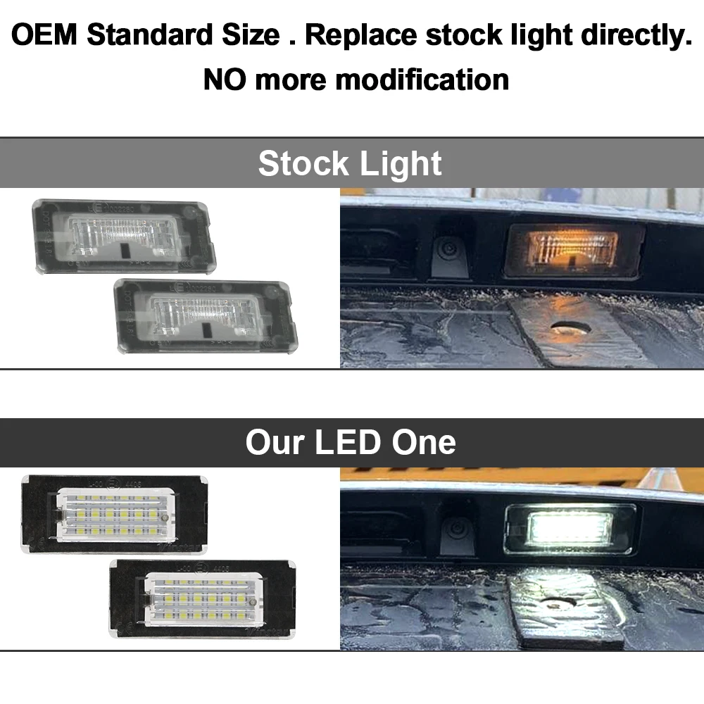 미니 쿠퍼 R56, R57, R58, R59, R50, R52, R53 용 LED 번호판 조명, 흰색 자동차 번호 램프 오류 없음, OEM #:51132756227, 2 개