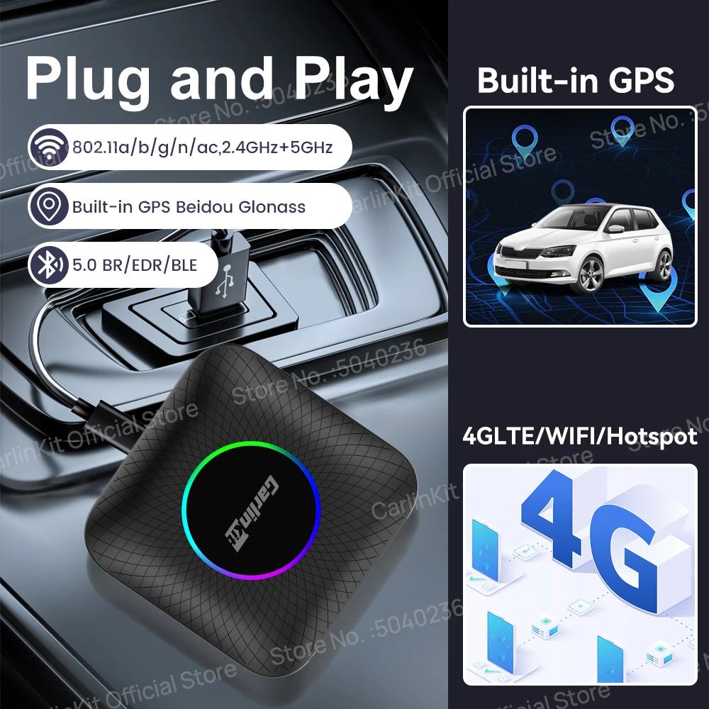 CarlinKit CarPlay Ai TV Box 안드로이드 13 SDM660 SM6225 8 코어 무선 CarPlay 안드로이드 자동 4G LTE 스마트 카 플레이 스트리밍 박스 Netflix IPTV Google Play 스토어 용 FOTA 업그레이드