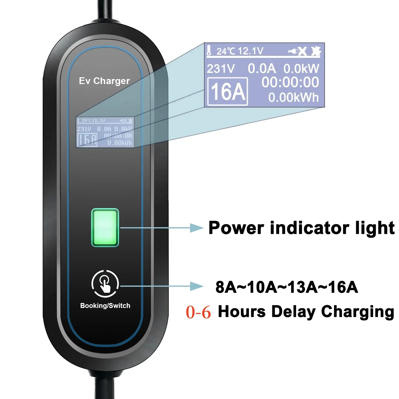 Teschev 전기 자동차용 EV 충전기 타입 2 16A 3.5kW GBT 플러그 자동차 충전 케이블, J1772 타입 1 월박스, 220V 230V 레벨 2