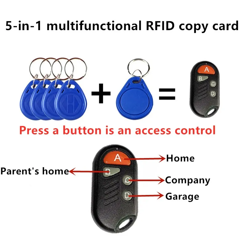 RFID 다중 Keyfob UID 변경 가능한 카드 태그, 125khz T5577 EM ID 쓰기 가능 IC 13.56Mhz 1k S50, 4 in 1, 1PC