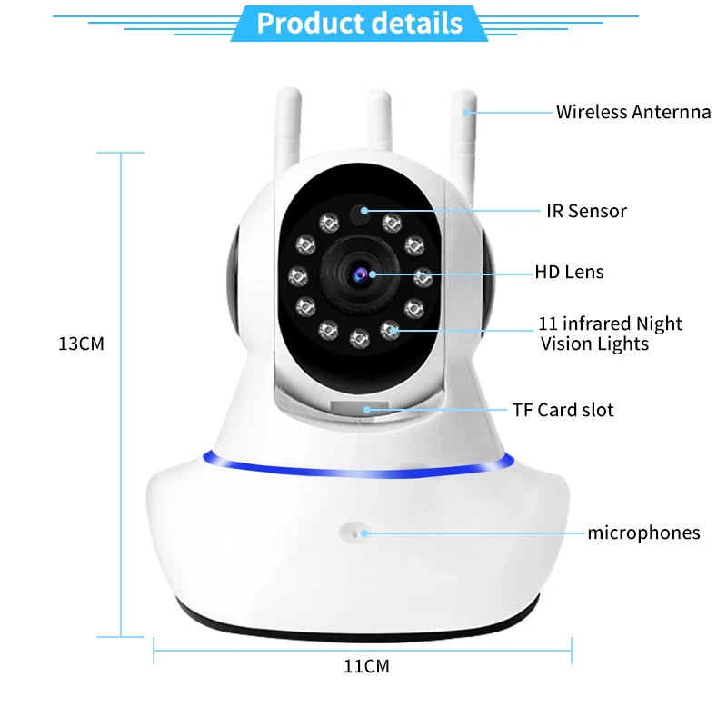 실내 감시 양방향 오디오 스마트 홈 카메라, 무선 CCTV 보안 보호, 와이파이 IP 카메라, V380 프로, 3MP