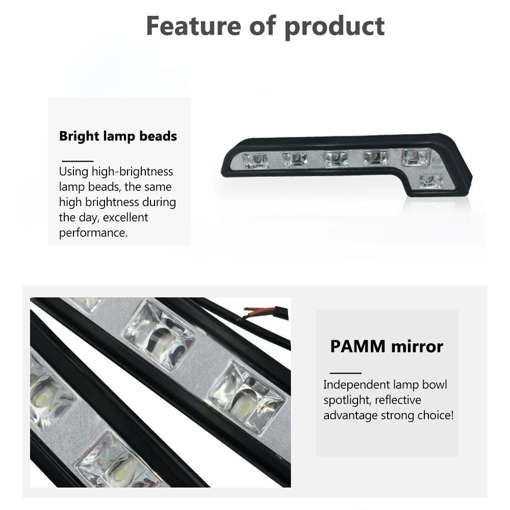 유니버설 2PC LED 자동차 주간 달리기 조명 6LED 12V L 모양의 안개 빛 내구성 방수 자동차 LED 램프