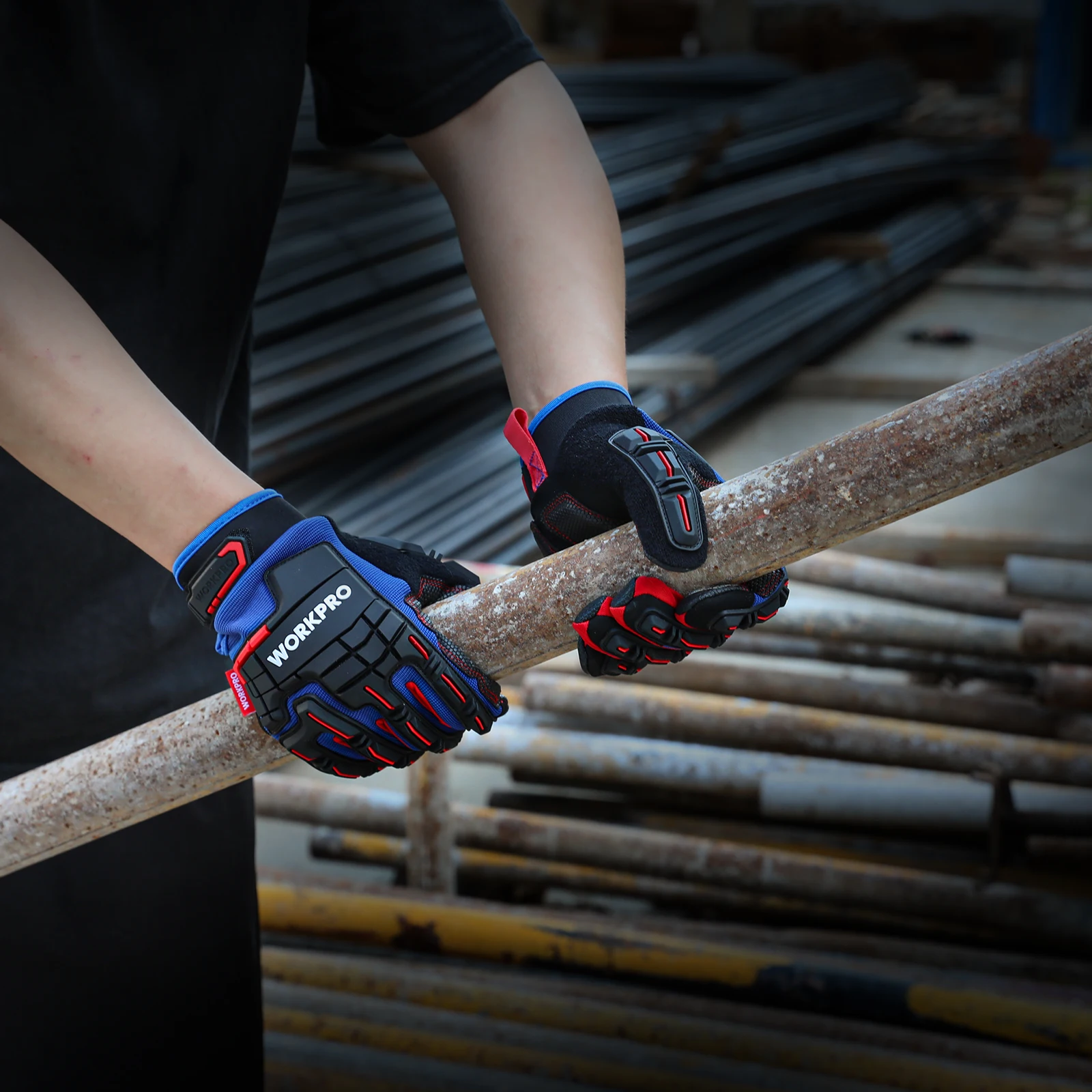 WORKPRO 헤비 듀티 작업 장갑, 터치 스크린 전체 손가락 장갑, 충격 보호 전술 장갑, 군사 육군 페인트볼 사격