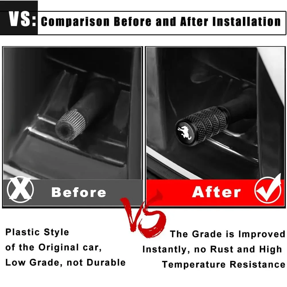 브롱코용 자동차 타이어 밸브 캡, 녹 방지 방진 밸브 스템 커버, 자동차 트럭 오토바이 및 자전거용 범용, 4 개