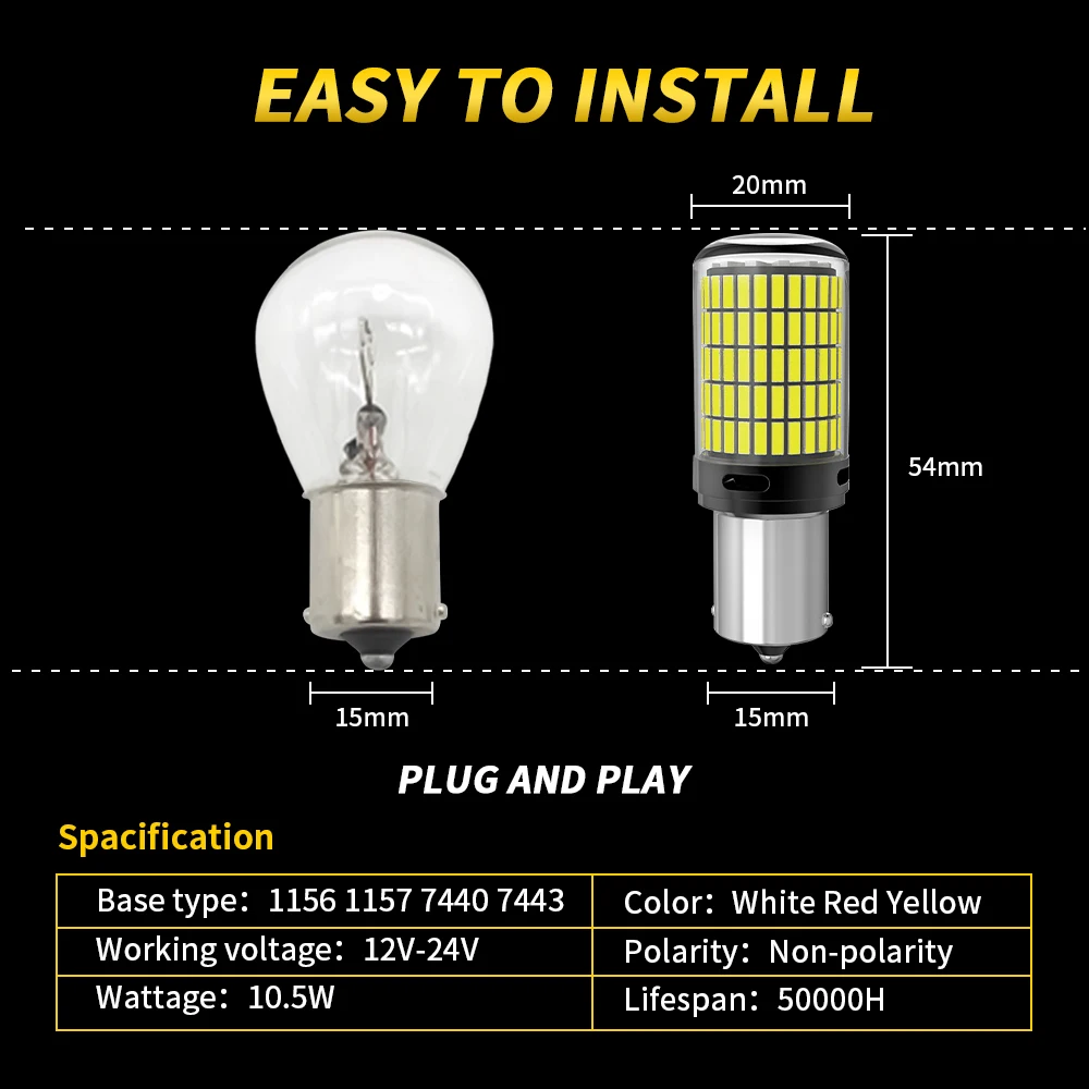 오프라 2pcs 1156 BA15S P21W BAU15S PY21W 7440 W21W P21/5W 1157 BAY15D 7443 3157 LED 전구 150smd Canbus 역방향 신호등