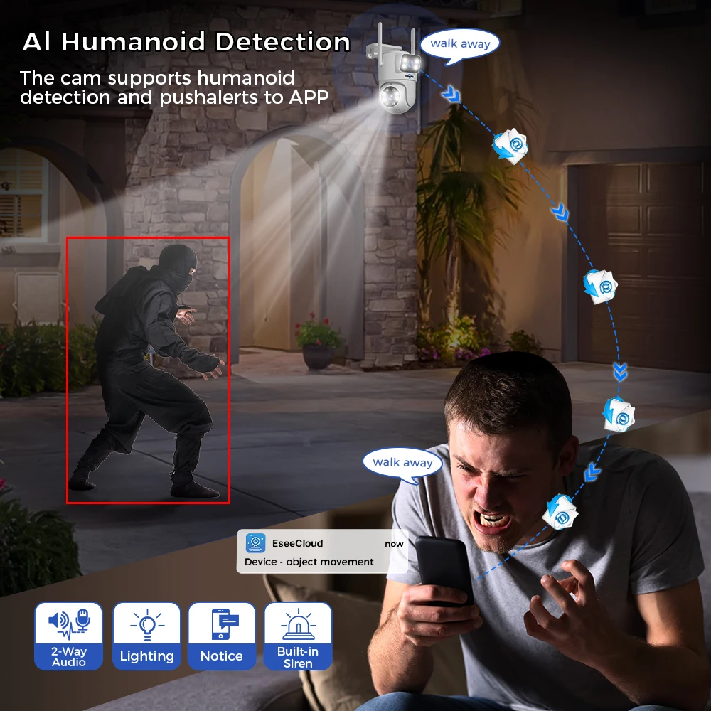 Hiseeu 와이파이 듀얼 렌즈 카메라 보안 시스템 키트, 3K IP 카메라, 16CH NVR 녹음기 세트, P2P 비디오 CCTV 감시 시스템, 6MP