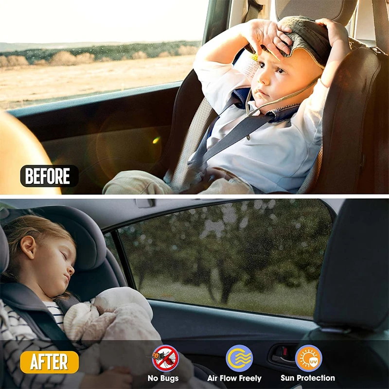 자외선 차단 햇빛가리개 바이저 쉴드, 범용 자동차 스타일링 액세서리, 사이드 윈도우 쉐이드 커튼, 후면 윈도우 커버, 2 개, 4 개