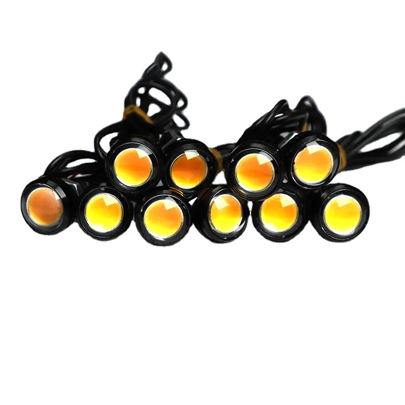 차량용 이글 아이 DRL LED 주간 주행등, 백업 주차 신호 램프, 차량용 후진, 12V, 23/18 MM, 10 개/팩