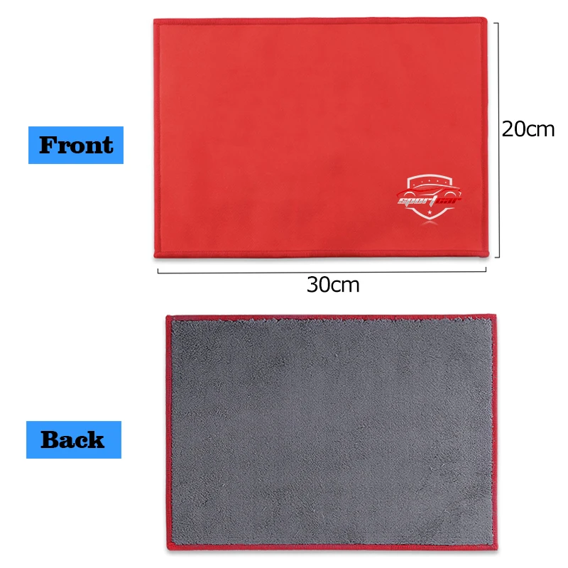 극세사 세차 타올, 부드러운 건조 천, 차체 타월, 더블 레이어 플러시, 두꺼운 물 흡수 걸레, 스포츠카용