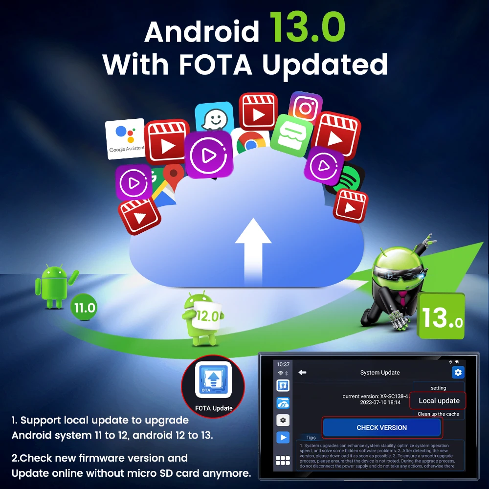 CarlinKit 무선 카플레이 Ai TV 박스, 안드로이드 13, QCM6125, 자동 4G LTE 스마트 카플레이 스트리밍 박스, 8G 128G FOTA