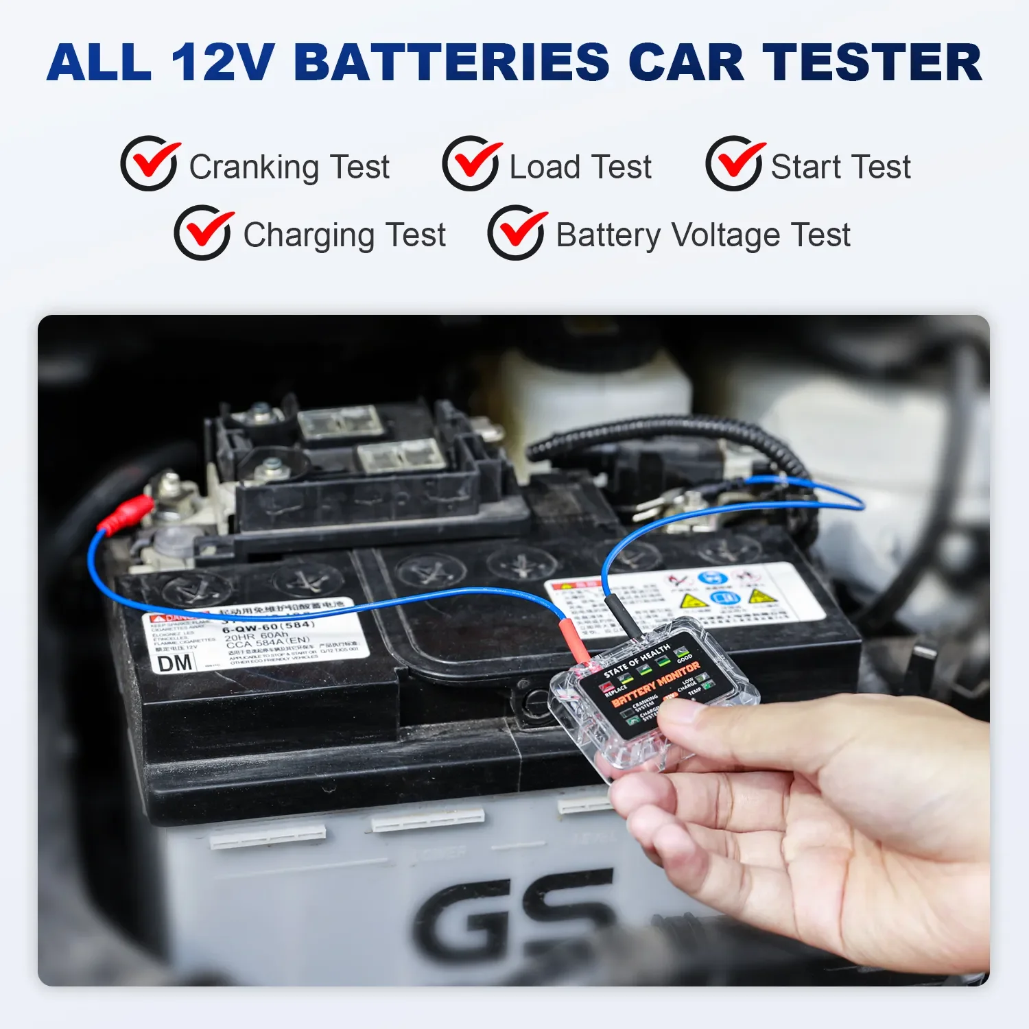 ANCEL BM200 PRO 12V LED 자동차 배터리 테스터 모니터 헤드업 디스플레이 방수 SOH SOC 2차전지 용량 분석기