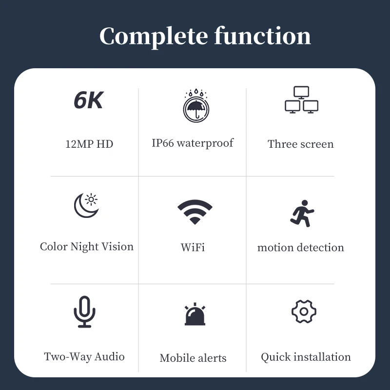 PTZ 와이파이 듀얼 렌즈 스크린 카메라, 야외 3 개 스크린, 동작 감지, 야외 IP CCTV 생존 카메라, 12MP, 6K