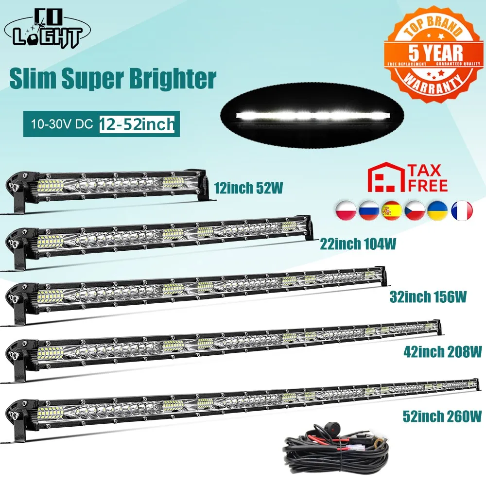 CO LIGHT Slim 12 인치 22 인치 32 인치 42 인치 52 인치 LED 바 조명, 4x4 오프로드 트럭 ATV UAZ 스팟 플러드 콤보, 12V 24V, 운전 바라 작업등 title=CO LIGHT Slim 12 인치 22 인치 32 인치 42 인치 52 인치 LED 바 조명, 4x4 오프로드 트럭 ATV UAZ 스팟 플러드 콤보, 12V 24V, 운전 바라 작업등 