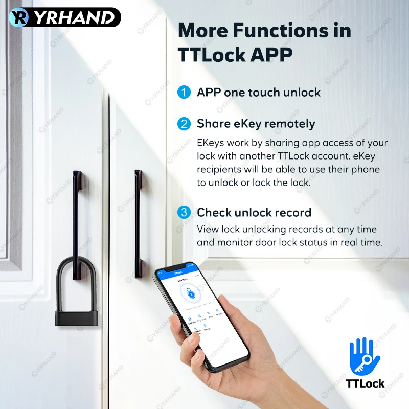 스마트 전자 자물쇠 방수 조합 U자형 오토바이 자전거 자물쇠, 지문 자물쇠, TTlock 앱 안전