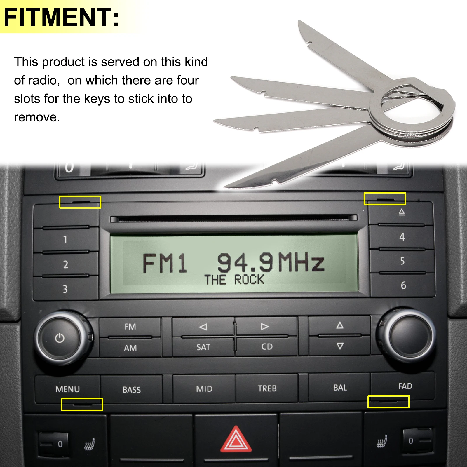 VW 아우디 포드 메르세데스 벤츠 스코다 자동차 부품용 라디오 스테레오 제거 추출기 키 릴리스 핀 헤드 유닛 오디오 설치 도구, 4 개