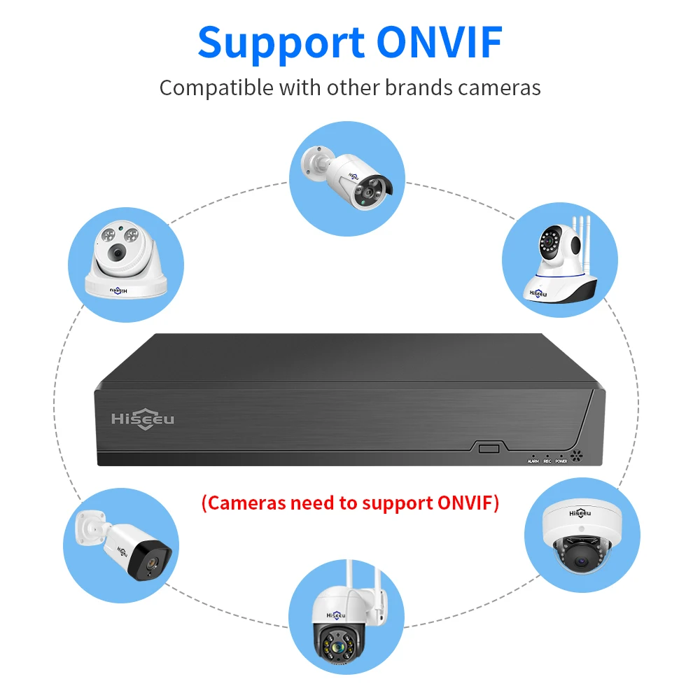 Hiseeu NVR DVR 네트워크 비디오 레코더 ONVIF IP 보안 감시 카메라 P2P 용 CCTV, 25CH, 5MP, 32CH, 1080P, 8CH, 4K, 8MP, H.265 +