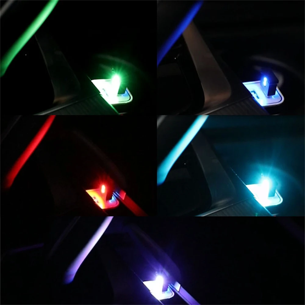 차량용 USB LED 버튼 제어 분위기 램프 장식 전구, 휴대용 자동차 인테리어, 홈 노트북 주변 조명, 7 가지 색상, 1x