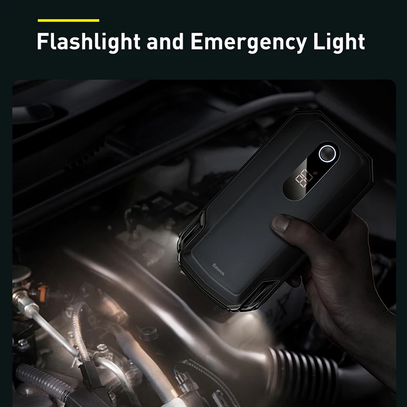 Baseus 자동차 점프 스타터 보조배터리, 휴대용 배터리 충전기, 자동 12V 비상 부스터, 시동 장치, 2000A, 1000A, 12V