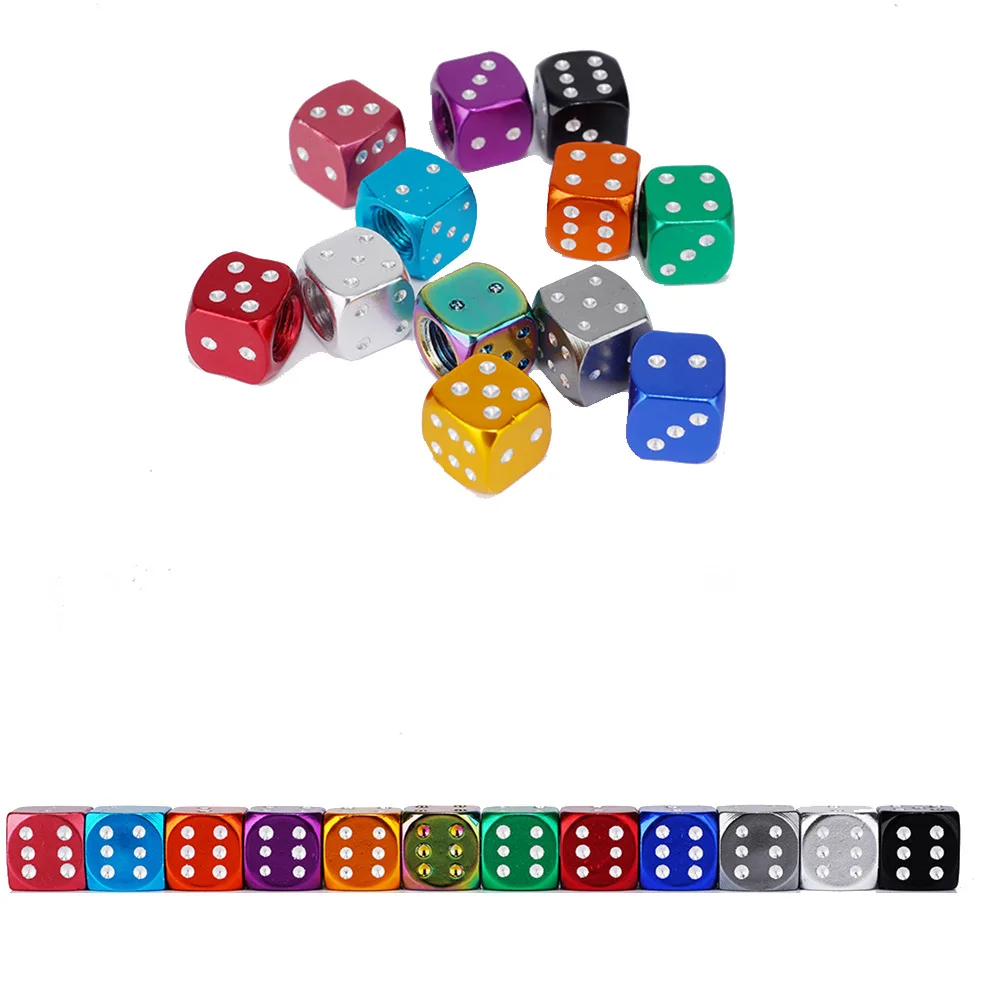 주사위 스타일 타이어 밸브 스템 캡, 자동차 니플 캡 스템 커버, 타이어 에어 밸브, 방진 휠 캡, 자동차, 오토바이, 자전거용