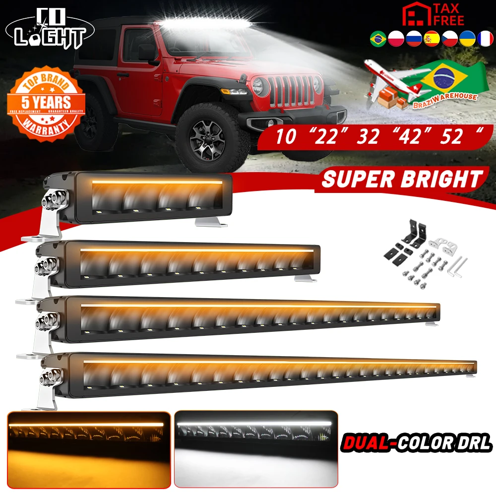 CO LIGHT 슬림 LED 라이트 바, 화이트 및 앰버 42 인치 LED 작업등, 6500K 3500K DRL 30000LM 오프로드 주행 램프, 12V 24V, 52 인치, 신제품 title=CO LIGHT 슬림 LED 라이트 바, 화이트 및 앰버 42 인치 LED 작업등, 6500K 3500K DRL 30000LM 오프로드 주행 램프, 12V 24V, 52 인치, 신제품 