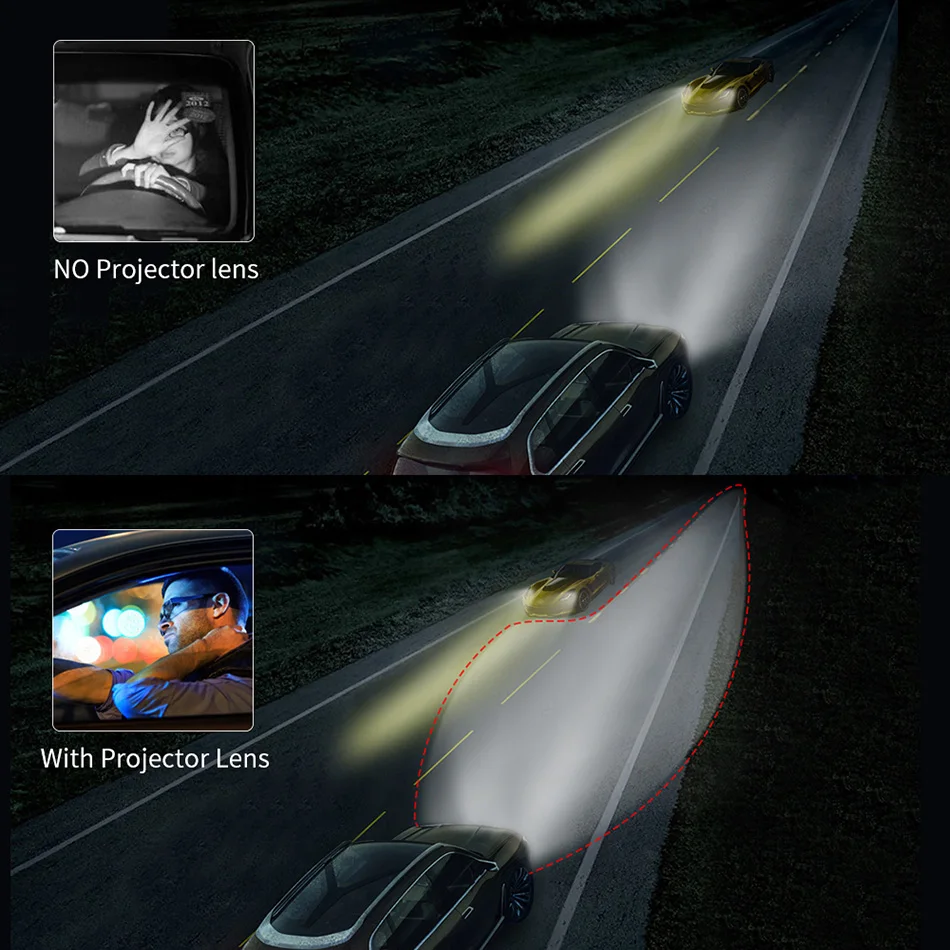 KAFOLEE 미니 Bi Xenon HID 프로젝터 헤드라이트 렌즈 개조, 자동차 헤드 램프 게이팅 건 슈라우드, H4 H7 H11 9005 H8, 1x2.5 인치