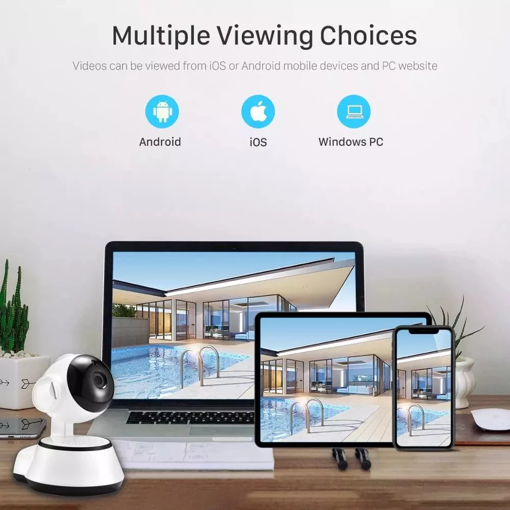 HD 자동 추적 야간 투시경 적외선 베이비 모니터 CCTV 카메라, 와이파이 스마트 홈 감시, V380 프로 카메라