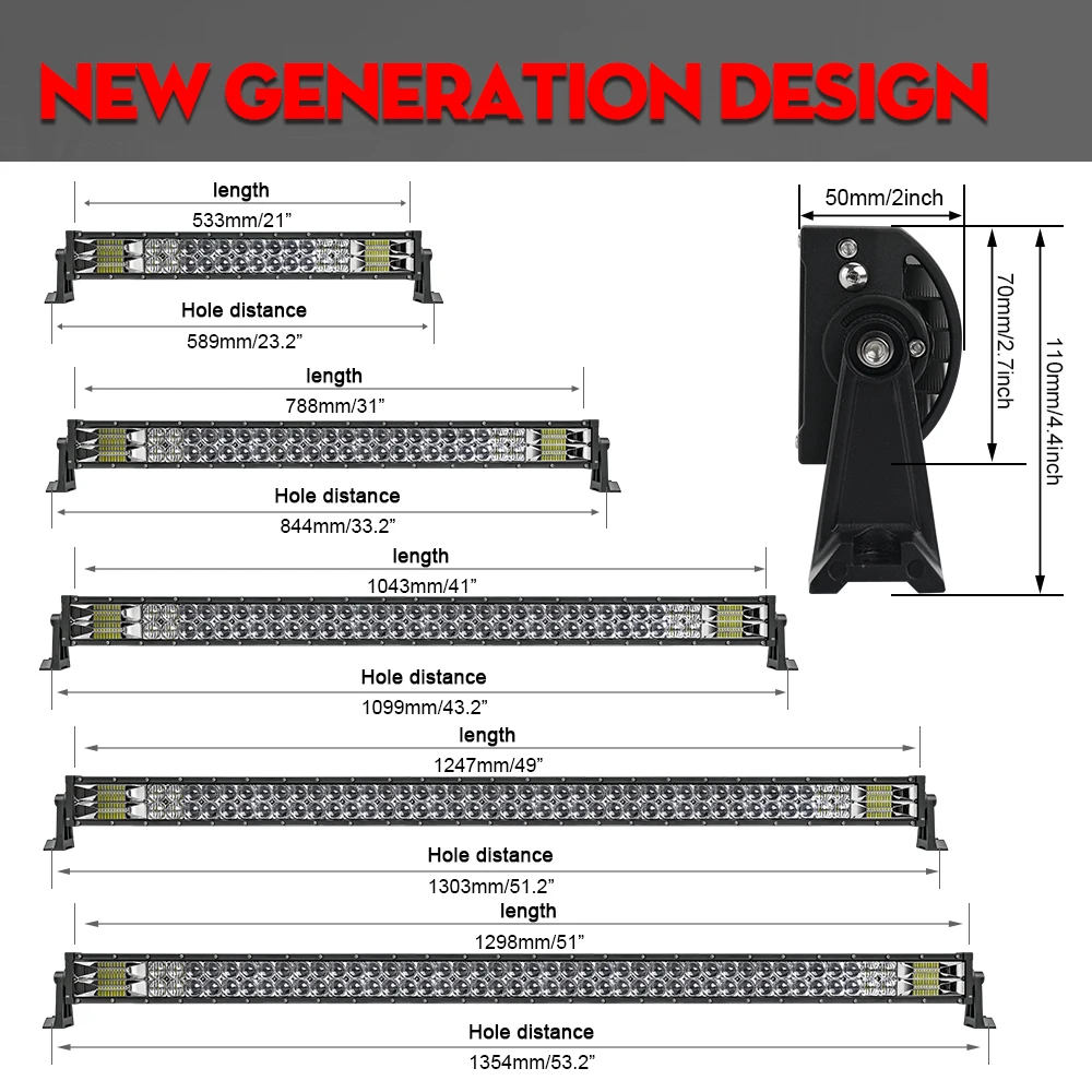 CO LIGHT 곡선 LED 라이트 바 콤보 420W 620W 820W 1020W 이중 행 운전 오프로드 자동차 트럭 4x4 SUV ATV 12V 24V 22 32 42 52 인치