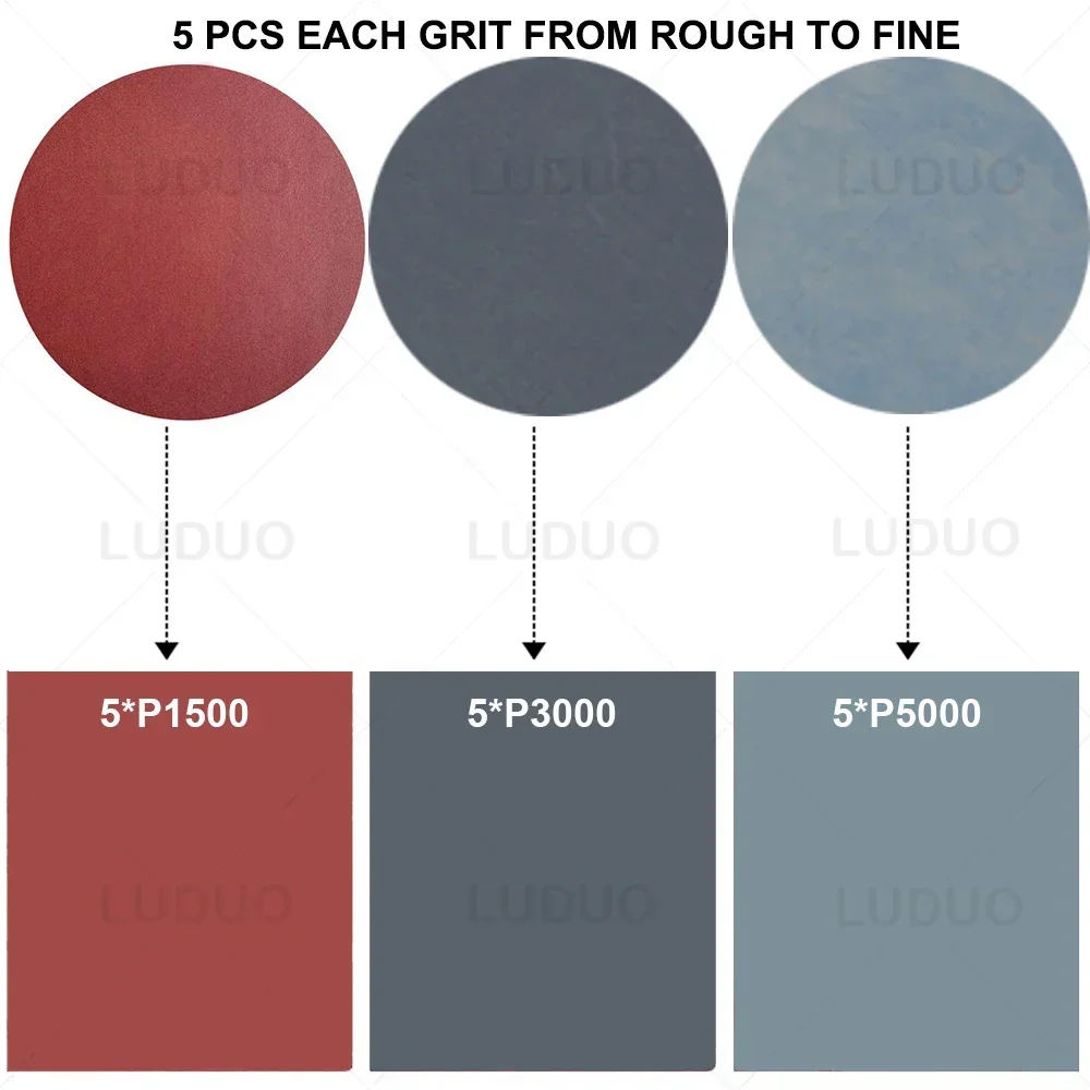 샌딩 디스크 패드, 자동차 연마 헤드라이트 수리 복원 사포 키트, 자동차 라이트 휠 광택 샌딩 페이퍼, 45 개, 30 개, 15 개