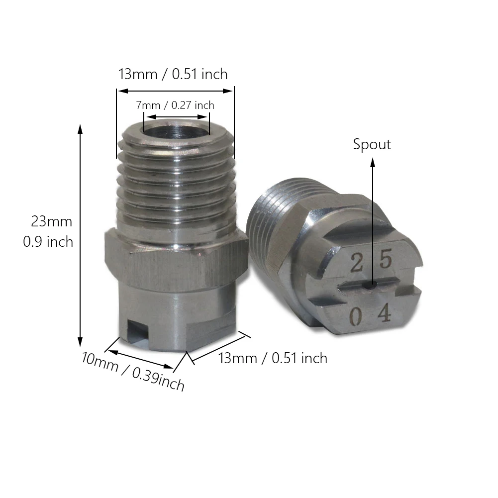 HVV 팬 모양 노즐, 고압 청소 노즐, 1/4 외부 와이어 구멍, 물총 노즐, 직경 0.66mm, 0.91mm, 1.3mm, 1.6mm