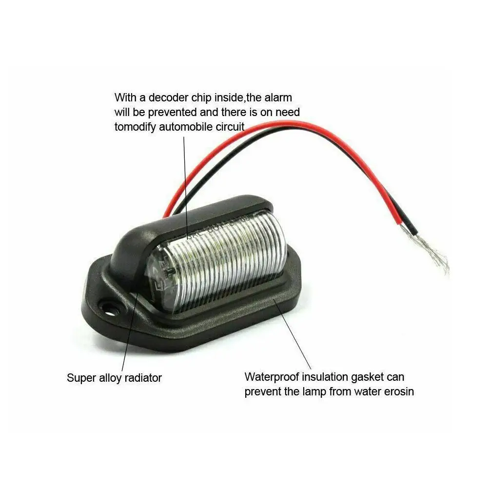 자동차 라이센스 번호판 조명, SUV 트럭 트레일러 밴 태그 스텝 램프, 흰색 전구, 자동차 제품 번호판 조명, 6LED, 1 개, 2 개