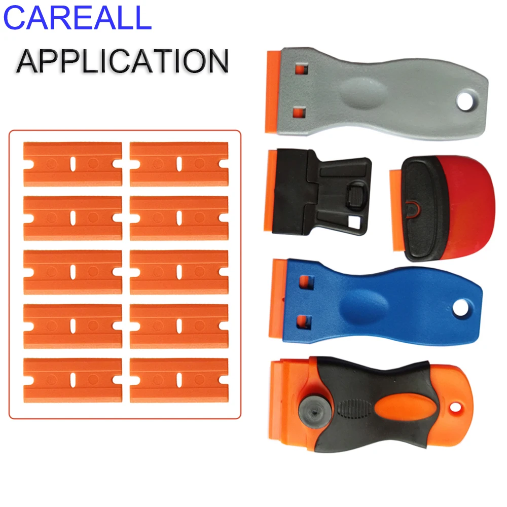 CAREALL 창문 유리 스티커 교체용 강철 스크레이퍼 블레이드, 깨끗한 스퀴지 틴트 랩 리무버 면도기 도구, 200 개