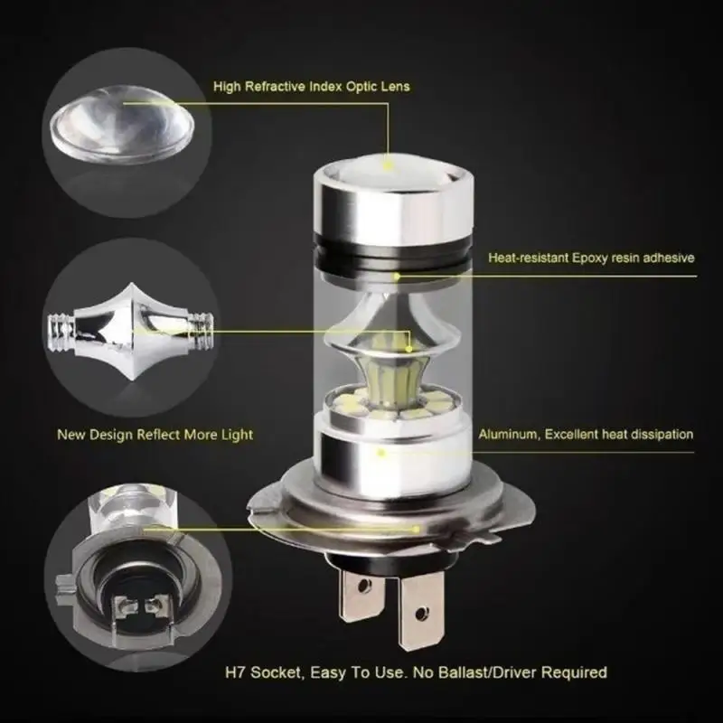 LED 헤드라이트 변환 키트, 하이 로우 빔 전구, 화이트 6000K 자동 운전 헤드라이트, 하이 로우 12V 24V, H7 H4 H11 H1 H3 H8, 신제품, 100W