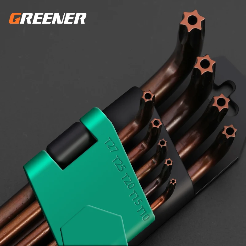 GREENER 더블 엔드 L 타입 스크루드라이버 육각 렌치 세트, 알렌 키 육각 플랫 볼 Torx 스타 헤드 스패너 키 세트, 수공구, 9 개