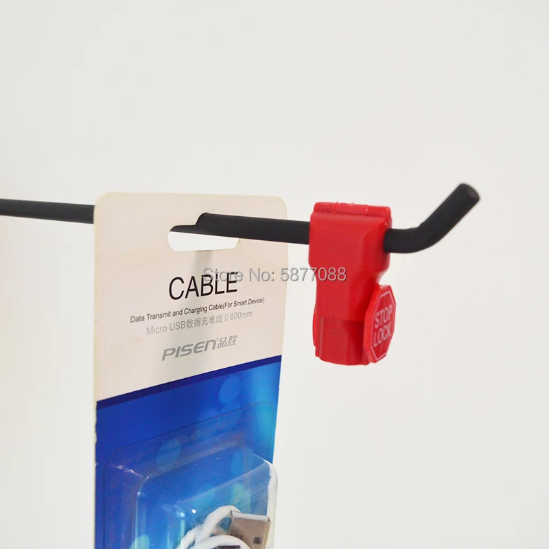 소매용 정지 잠금 장치 및 마그네틱 키 분리대, 상점 잠금 디스플레이 페그 후크, 보안 슈퍼 메르카도 리틀 레드 후크 잠금 장치, 6mm