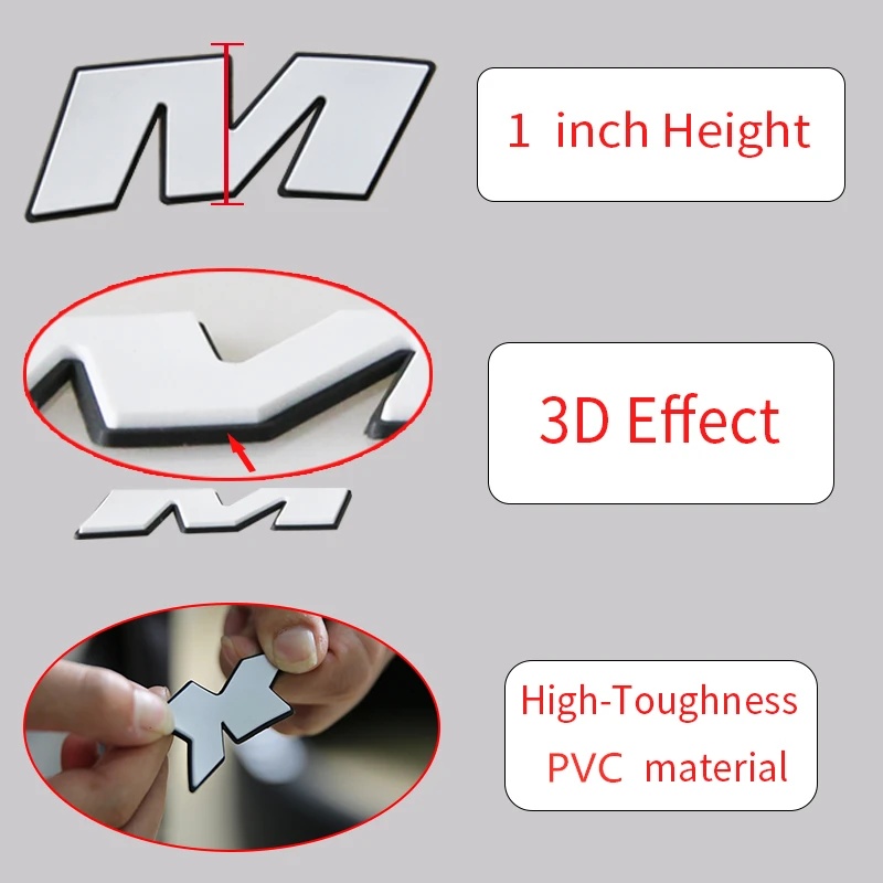 맞춤형 텍스트 자동차 스티커, 3D PVC 타이어 문자 번호 스트라이프 스티커, 범용 튜닝, 자동차 휠 데칼 문자 S = 0.75 인치, M = 1 인치