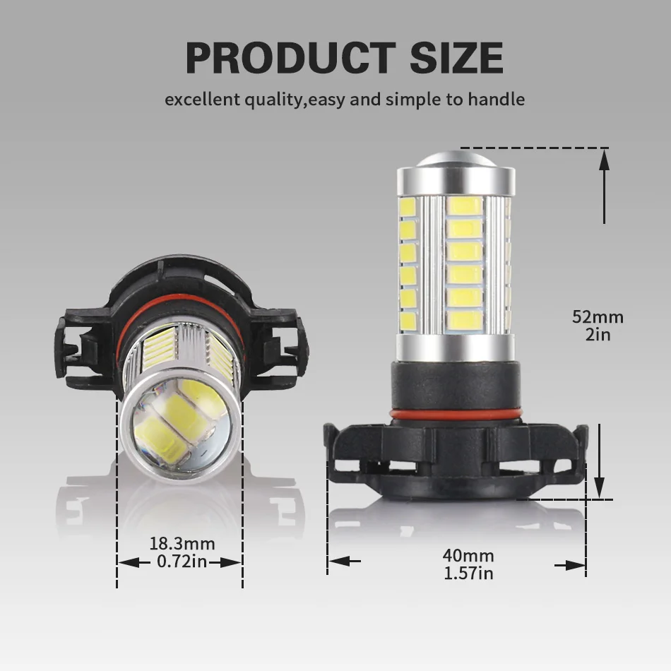 GZKAFOLEE-5201 5202 LED 안개등 전구, Xtreme 슈퍼 브라이트 12V LED PS19W 12085 PS24W 교체 600LM 6000K 화이트 3000K 앰버