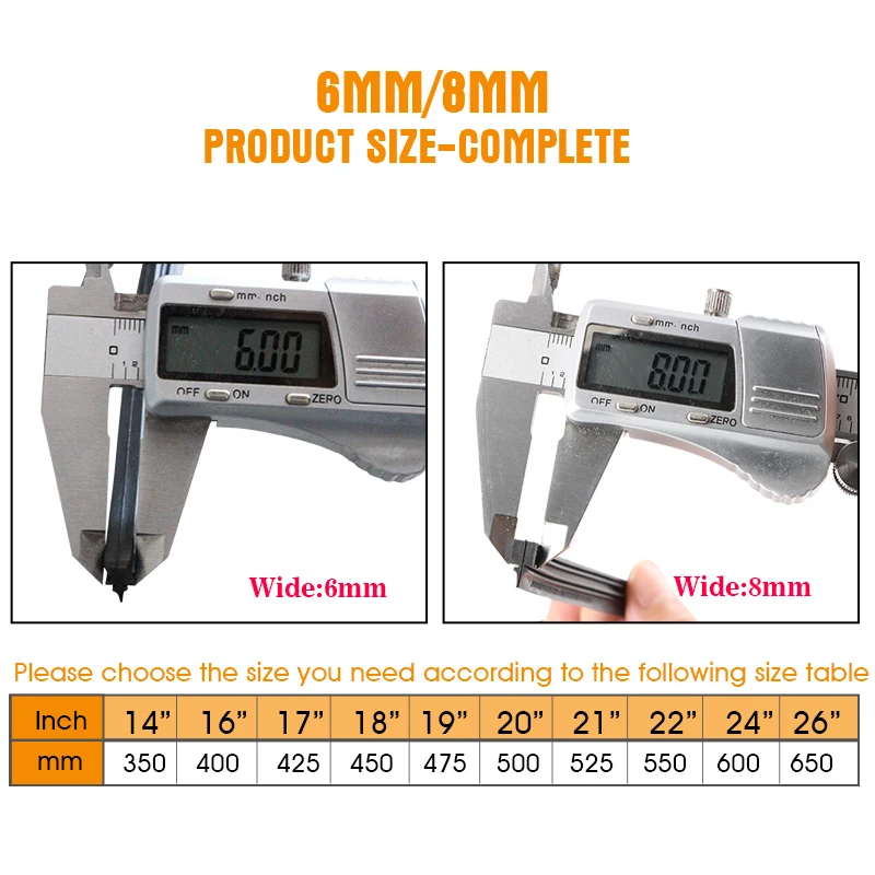 자동차 와이퍼 블레이드 교체용 인서트 리필 고무 스트립, 앞유리 앞 유리 스크린, 8mm 6mm 14 인치 16 인치 17 인치 18 인치 19 인치 20 인치 21 인치 22 인치 24 인치 26 인치 28 인치, 1 개