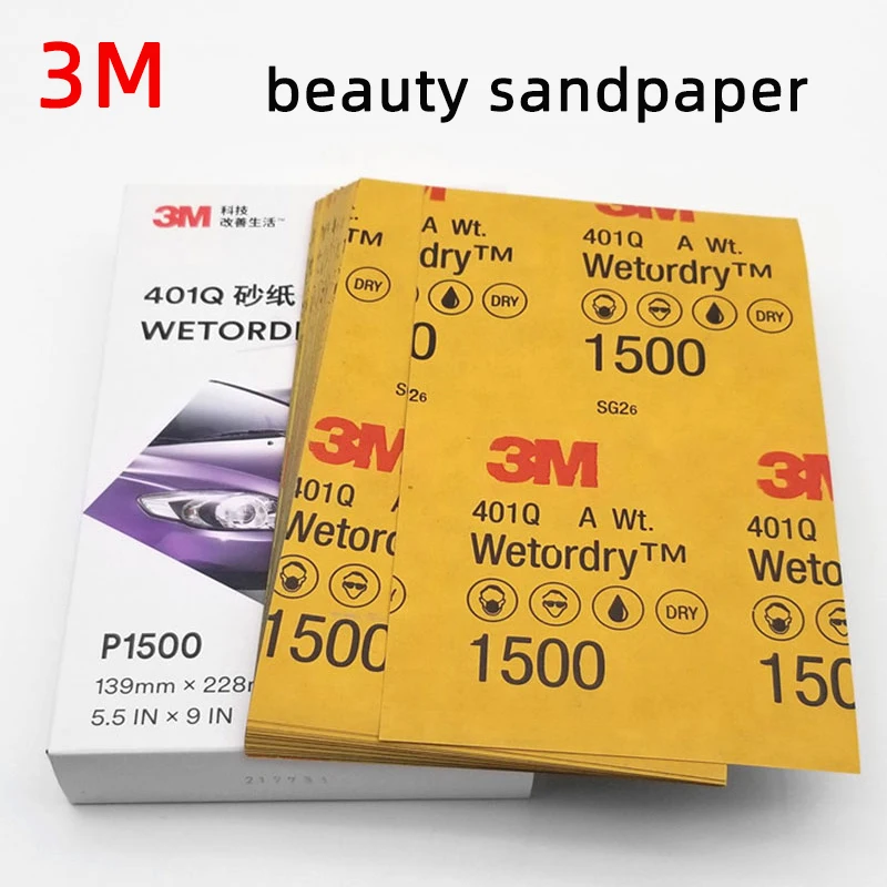 3M 사포 2000 1500 1200/1000 그릿 물 사포, 자동차 페인트 마감 연마 139*228mm