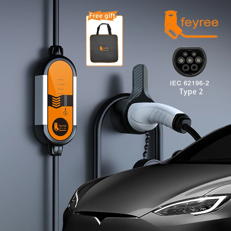 Feyree EV 휴대용 충전기 타입 2, 5m 케이블, 3.5KW 16A IEC62196 소켓, 단상 타입 1 j1772 소켓, 전기자동차용 슈코 플러그 포함 title=Feyree EV 휴대용 충전기 타입 2, 5m 케이블, 3.5KW 16A IEC62196 소켓, 단상 타입 1 j1772 소켓, 전기자동차용 슈코 플러그 포함 