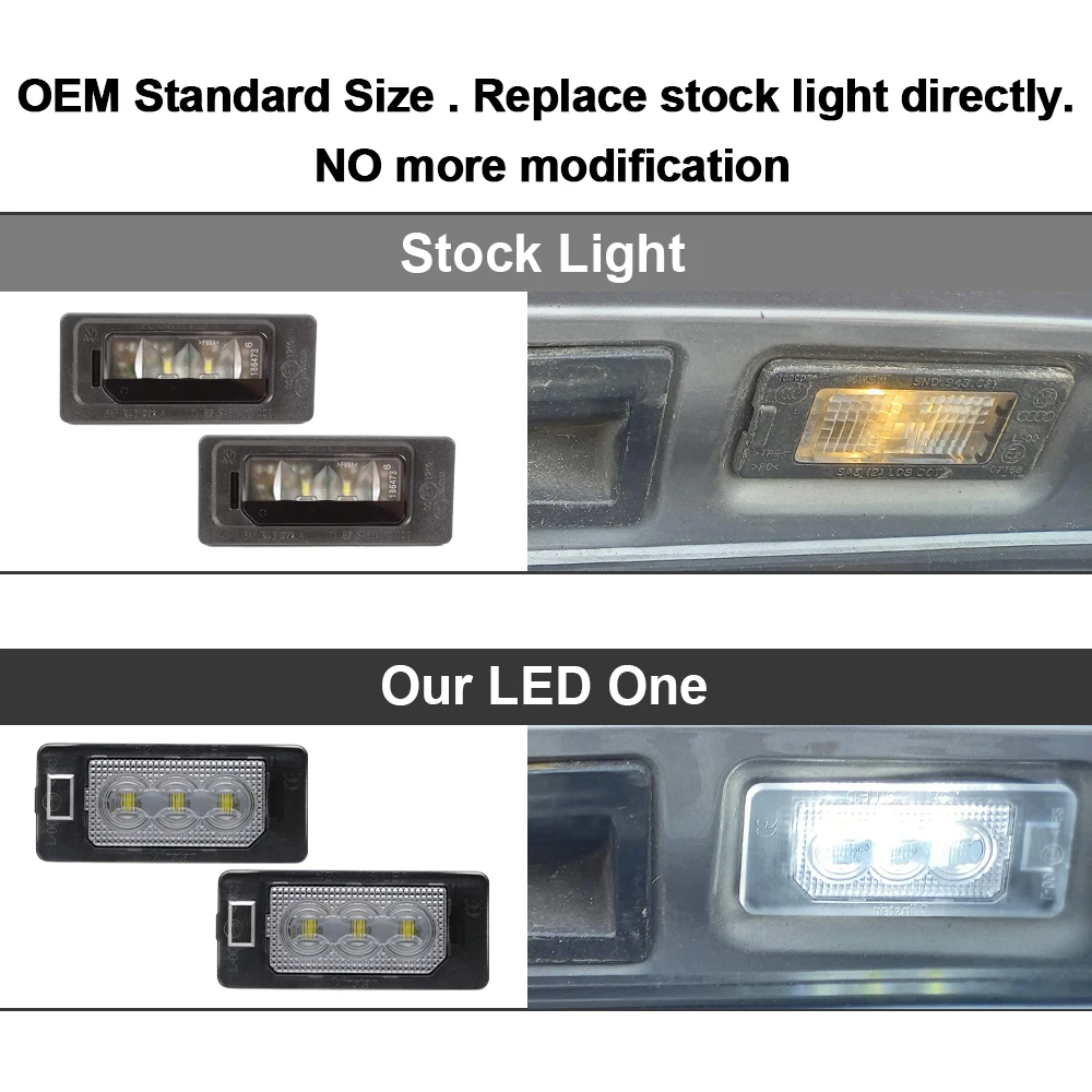 스코다 옥타비아 래피드 파비아 아우디 A1 A3 A4 A5 A6 Q7 VW 골프 투란 캐디 제타 폴로 번호판 램프용 LED 번호판 조명