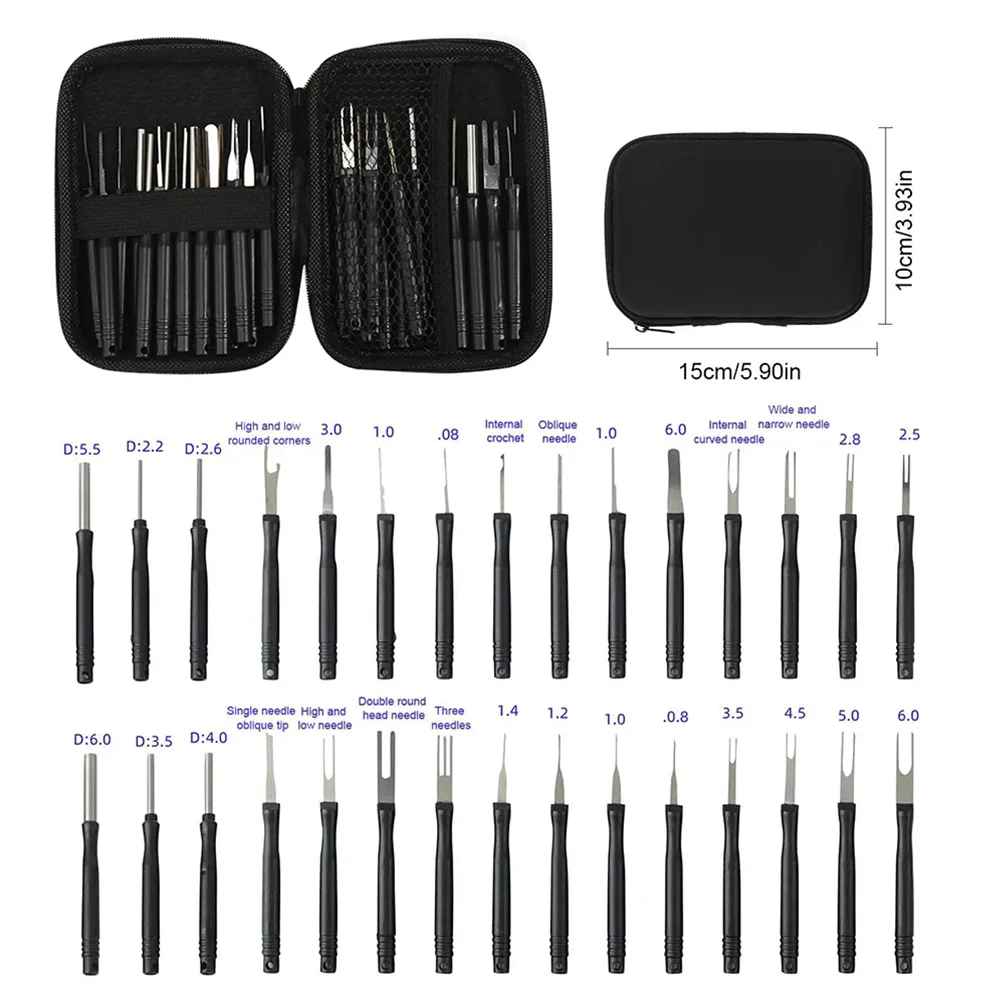 박스 터미널 분해 도구, 와이어 압착 커넥터 핀 추출기 키트, 키 와이어 플러그 수리 도구, 자동차 분해 키트, 30 개