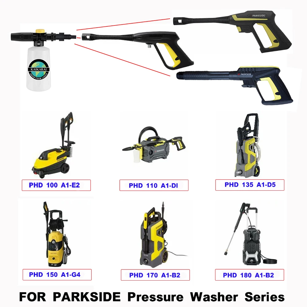 파크사이드 조절식 스노우 캐논 폼 랜스 키트, 압력 와셔 노즐, 세차 건, Karcher K2 K3 K4 K5 K6 K7