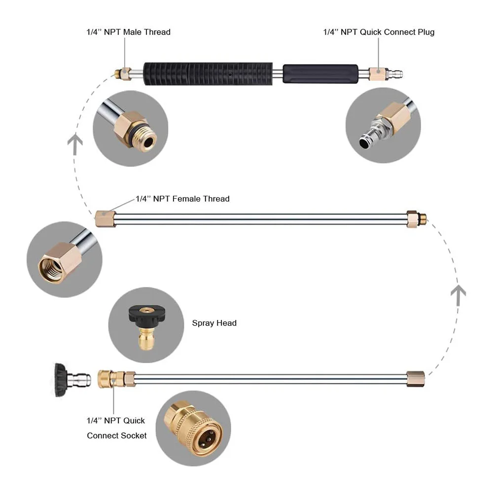 120 압력 와셔 익스텐션 완드 랜스 스프레이 깍지 팁, Karcher M22-14 Sun Joe Anlu 자동차 클리너, 1/4 인치 퀵 커넥터