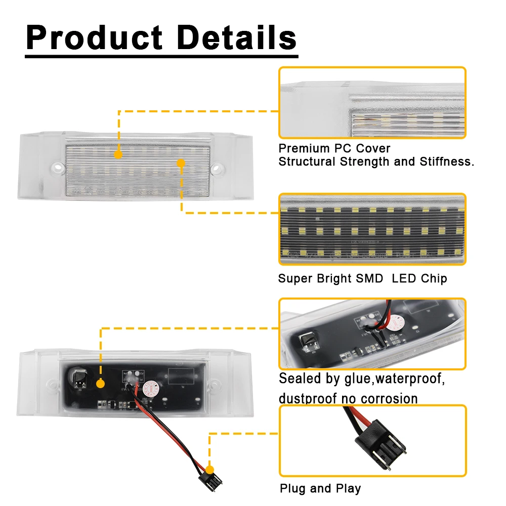 LED 라이센스 번호판 조명, Opel Vauxhall Vivaro A B Renault Trafic II Nissan Primastar NV300 Fiat Talento용, 1 개