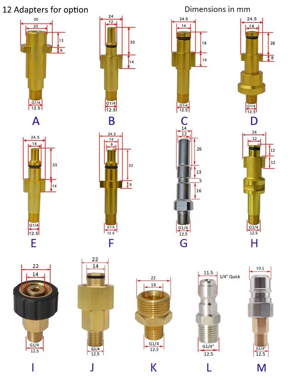 Nilfisk Karcher Huter Elitech Lavor용 금속 어댑터 폼 노즐, 거품 발생기, 거품 건, 고압 세척기, 비누 거품기 title=Nilfisk Karcher Huter Elitech Lavor용 금속 어댑터 폼 노즐, 거품 발생기, 거품 건, 고압 세척기, 비누 거품기 