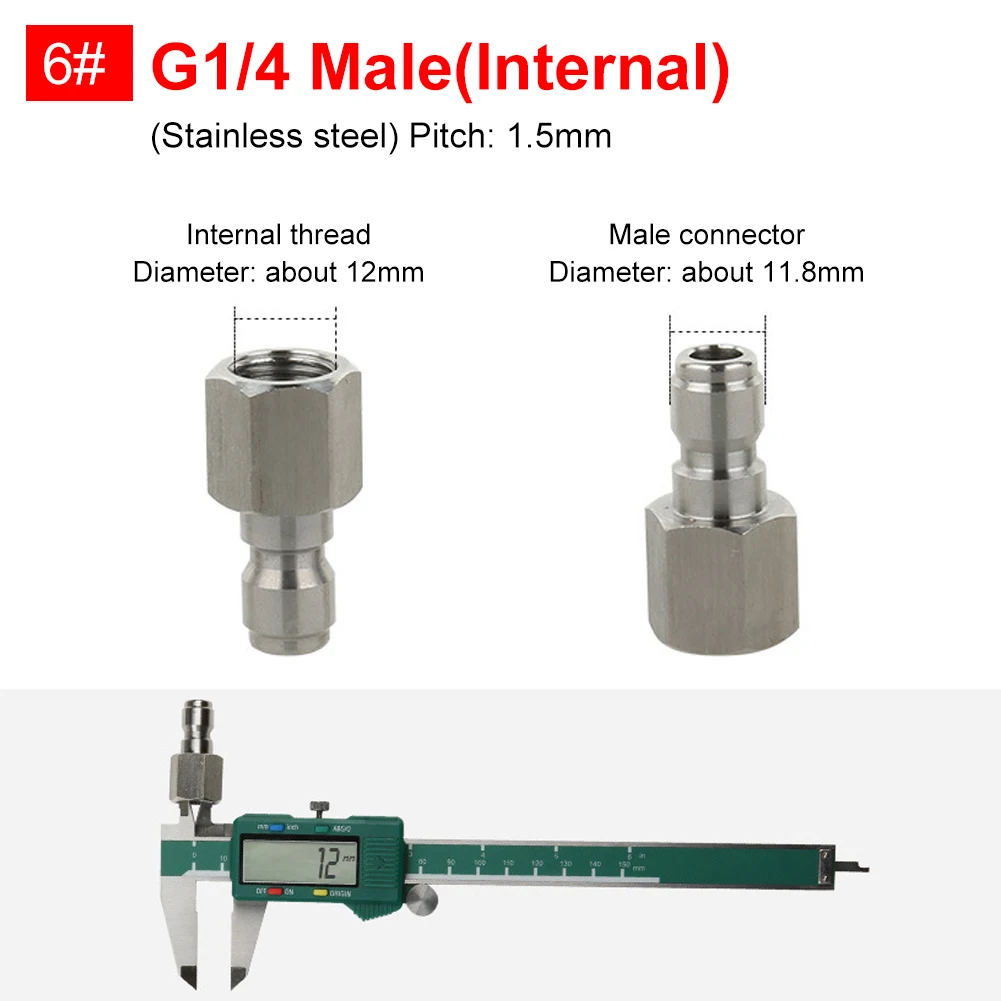 압력 와셔 어댑터 폼 깍지 황동 커넥터 키트, 1/4 빠른 연결 해제, M14, M22, 암수 커플러, 세차 도구