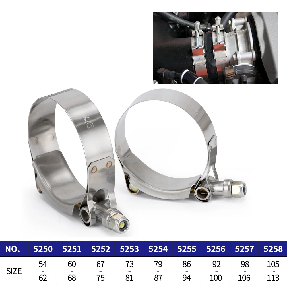 T 볼트 배기 클램프 흡기 터보 배기 인터쿨러 실리콘 커플러 스틸 호스 클램프, 2/2.25, 2.5, 2.75, 3.0, 3.25, 3.5, 4.0 인치