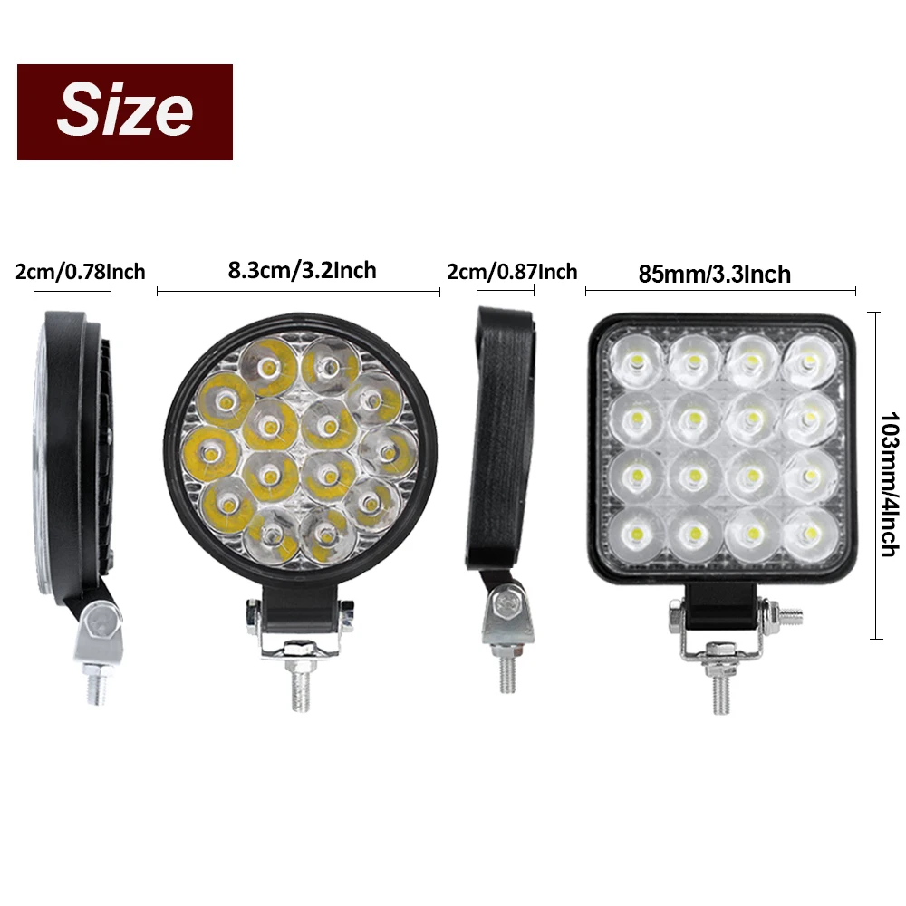 SUV 안개등용 야간 주행등, LED 작업등, 42W, 48W, 14 LED 자동차 전조등, 오프로드 트럭, 12 V, 24V, 6 개, 4 개, 2 개