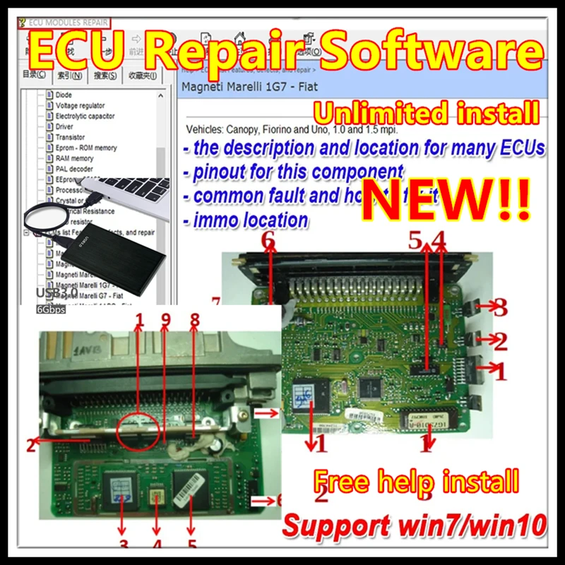 최신 ECU 수리 소프트웨어 ECU 모듈 수리 핀아웃 Immo 위치, 멀티미터 트랜지스터 포함, EEPROM 결함 자동차 수리 title=최신 ECU 수리 소프트웨어 ECU 모듈 수리 핀아웃 Immo 위치, 멀티미터 트랜지스터 포함, EEPROM 결함 자동차 수리 